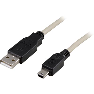 Deltaco USB 2.0 Cable, A Male - Mini B Male, 0.5m